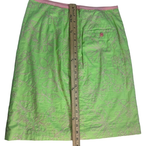 Liz Claiborne Women SZ 6 Neon Green Pink Floral Embroidery Skirt Y2k 80s 90s - Picture 5 of 9